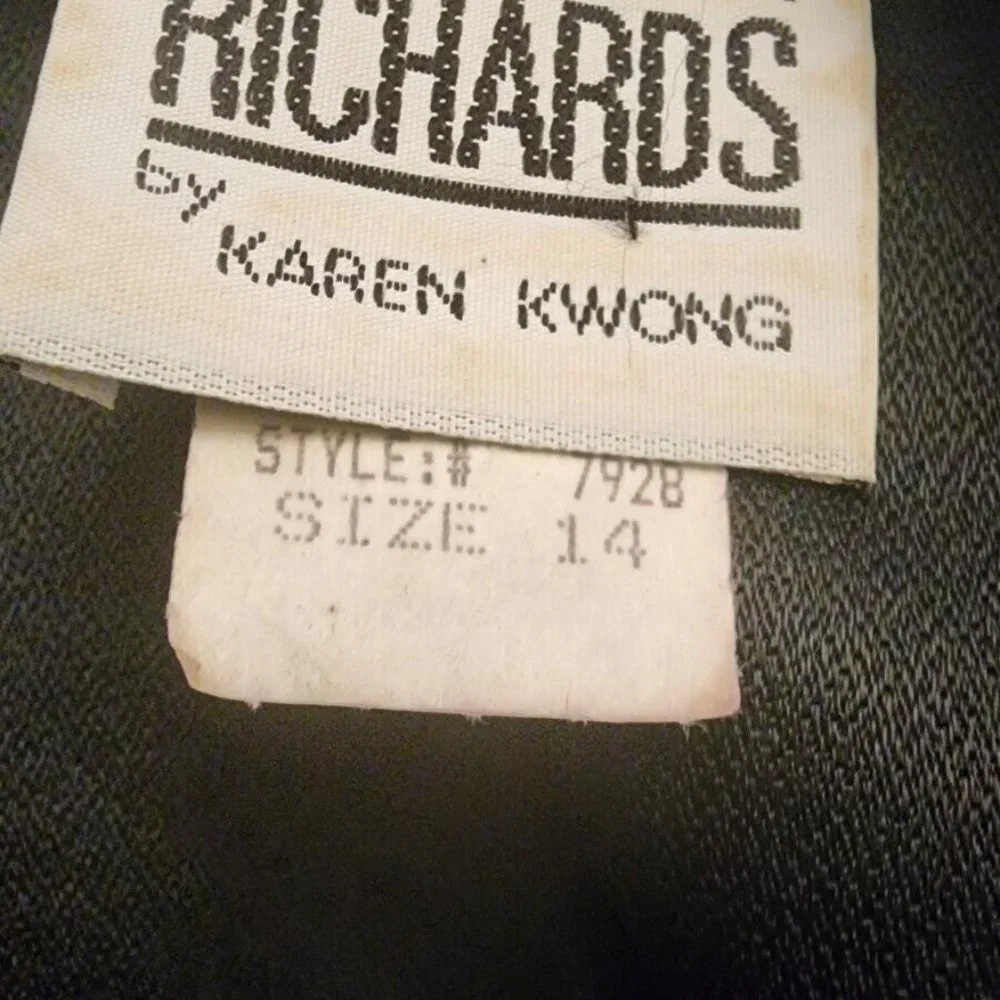 R&M Richards Karen Kwong Vintage Black Velvet Multi-Color Sparkle Tunic Size 14 - Picture 9 of 11